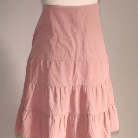 American Eagle Size 2 PINK Corduroy Flare Pleated Skirt w/Floral Lace Up On Back - Picture 2 of 6